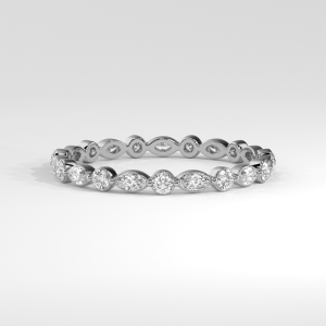 Eternity band with alternating marquise and round bezel-set diamonds in a thin design