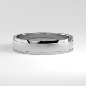 Matte finish wedding band with polished edges and flat outer profile